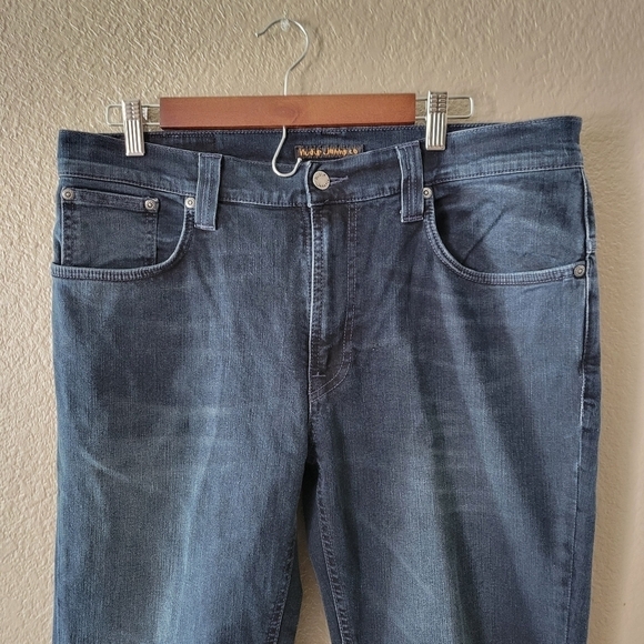 Nudie Jeans Dark Wash Organic Cotton Mens Slim Thin Finn Denim Jeans - Picture 3 of 16